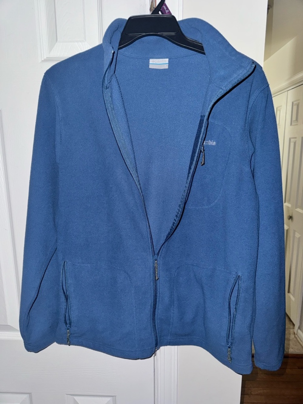 Columbia Men's Medium Fast Trek II Full Zip Fleece Jacket Blue Soft EUC Outdoor - Picture 6 of 7